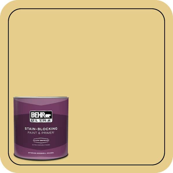 BEHR ULTRA 1 qt. #T12-6 Lol Yellow Extra Durable Eggshell Enamel Interior Paint & Primer