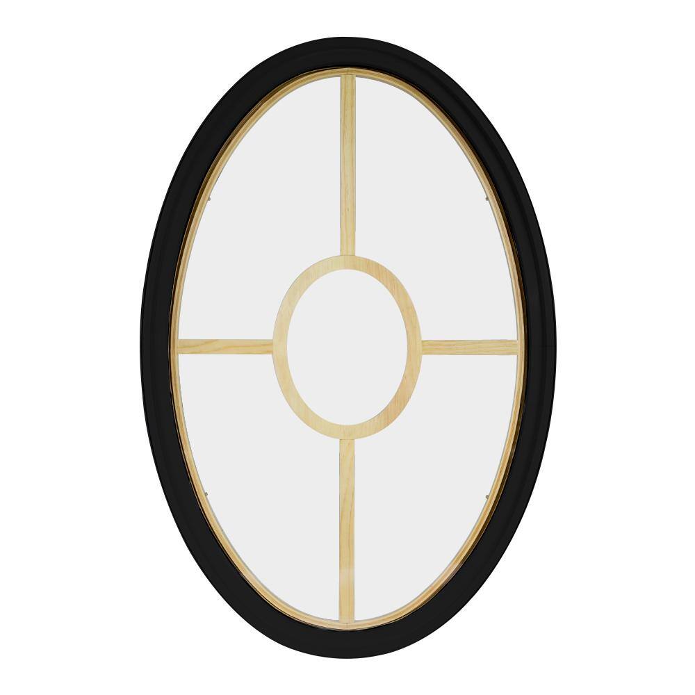 34 in. x 54 in. Oval Black 4-9/16 in. Jamb 2-1/4 in. Interior Trim 5-Lite Grille Geometric Aluminum Clad Wood Window price history on PriceWatchPro