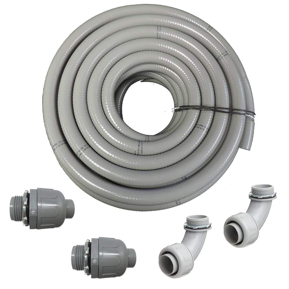 3/8 in. Dia x 100 ft. Non Metallic UL Liquid Tight Electrical Conduit Kit with 2 Straight and 2 Angle Fittings Included price history on PriceWatchPro