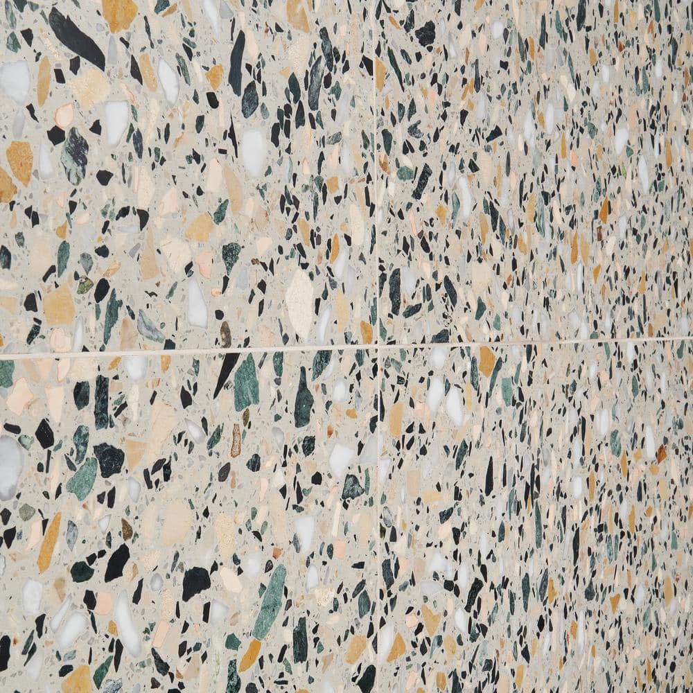 Cava Terra 24x24 Honed Marble Terrazzo Floor and Wall Tile