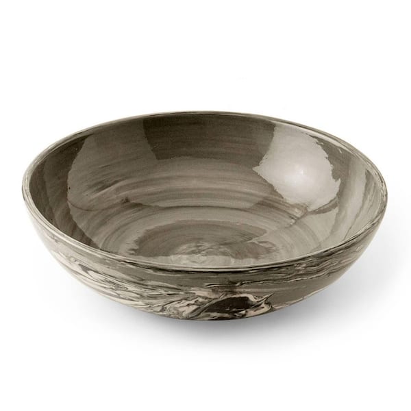 Gray Round Ceramic 10.04 in. Decorative Bowls