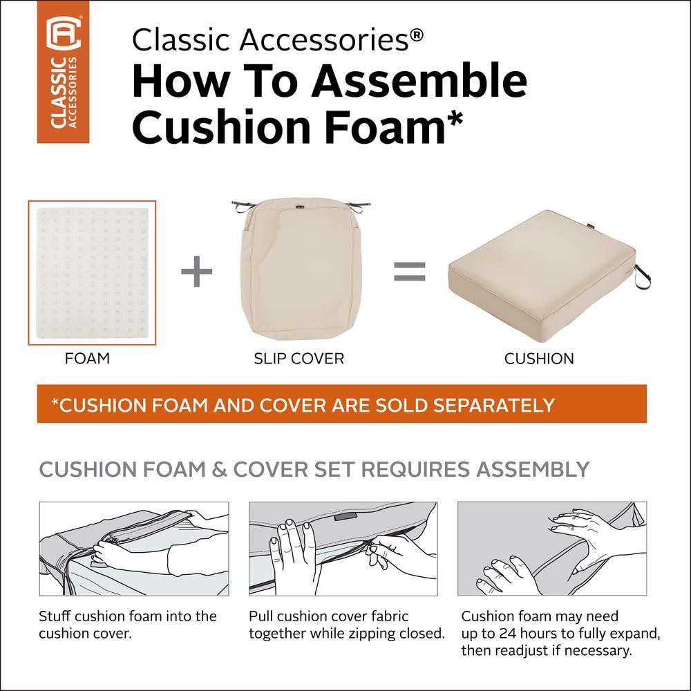 White High-Density Foam Square Patio Lounge Cushion