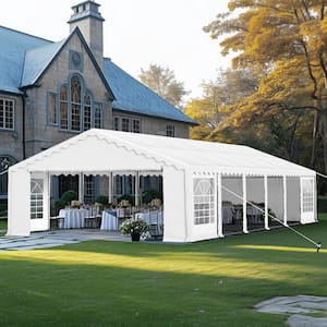 20 ft. x 40 ft. Outdoor Wedding Party Canopy Tent in White with Galvanized Frame and Side Walls