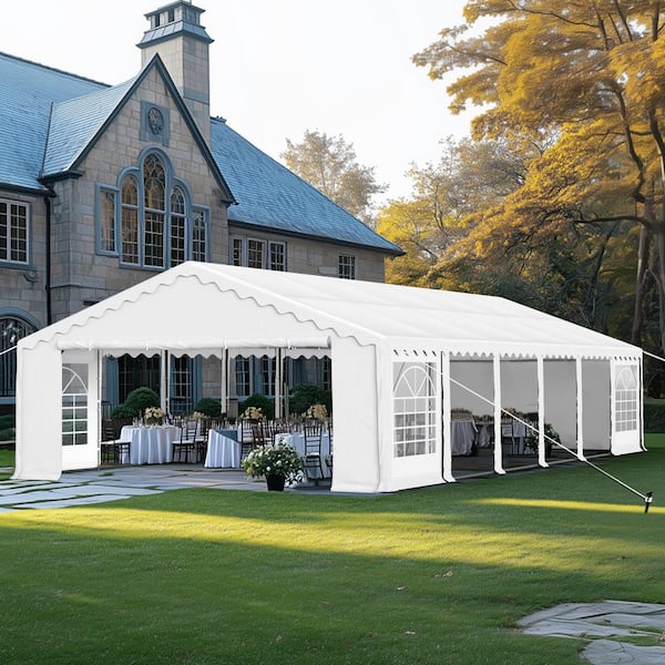 20 ft. x 40 ft. Outdoor Wedding Party Canopy Tent in White with Galvanized Frame and Side Walls