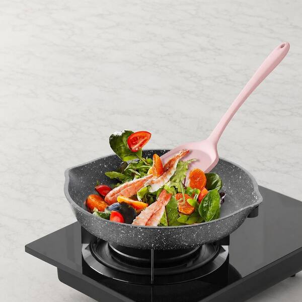 Silicone Cooking Utensils Set Kitchen Tools Heat Resistant Nonstick Cookware Safe Dishwasher BPA Free Pink, Pink