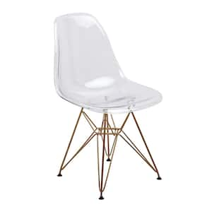 Banks Clear Armless Side Chair with Gold Legs