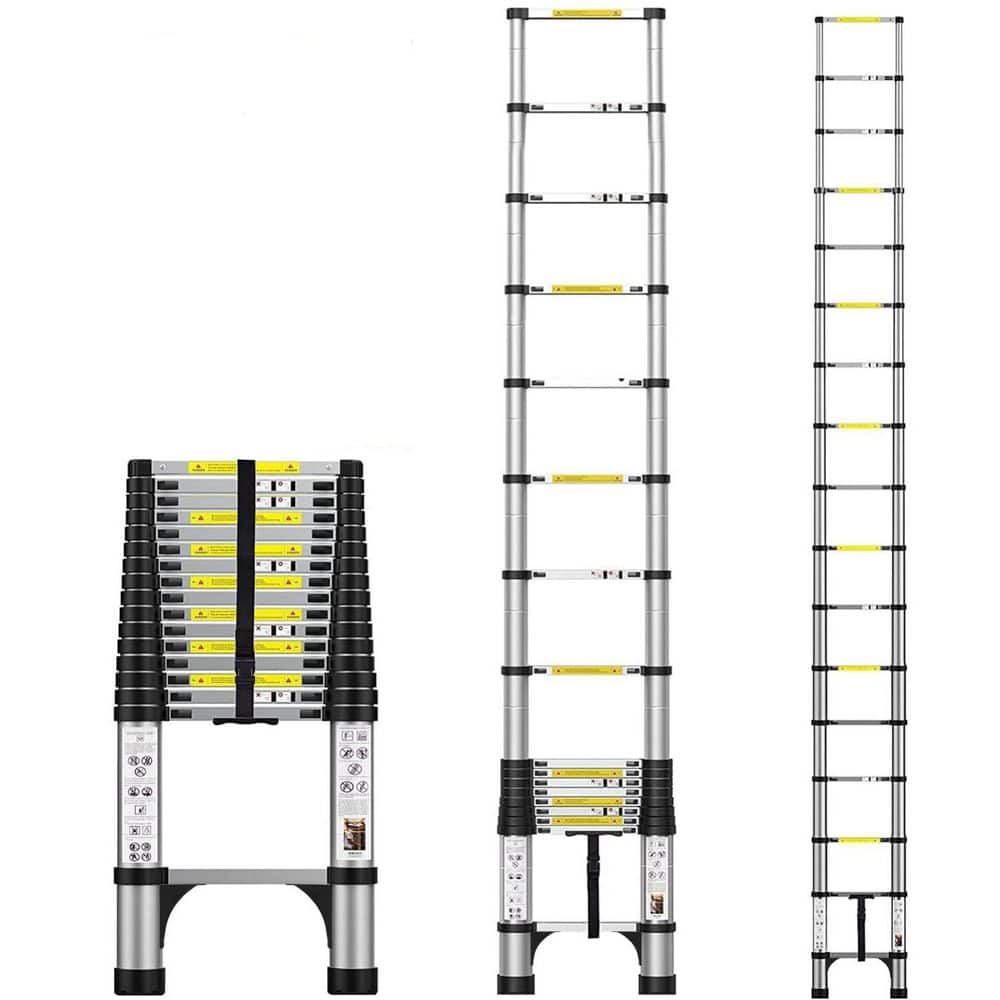 Triangle Ladder Rafter WRIGHTMASTER 16.5 ft. Aluminum Portable Extension Ladder with Triangle ...