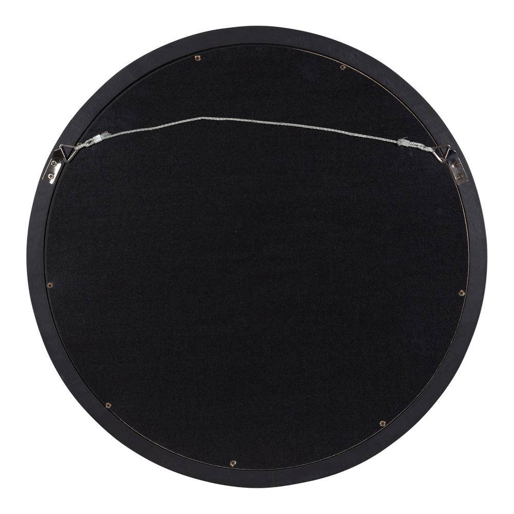 18-Inch Round Black Poplar Wood Bathroom Vanity Mirror