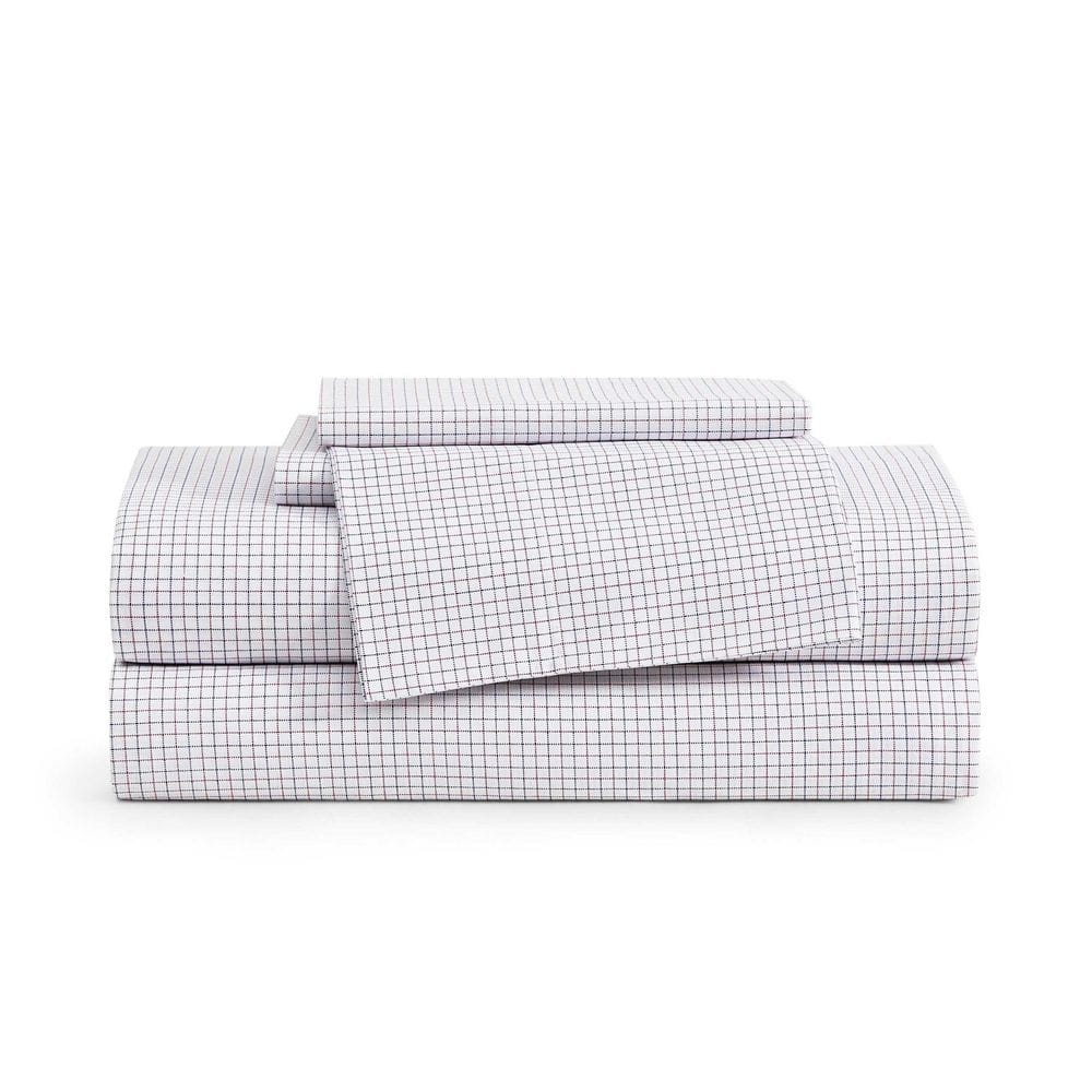 New England Plaid 4-Piece Red/Deep Blue Percale Cotton Full Sheet Set price history on PriceWatchPro
