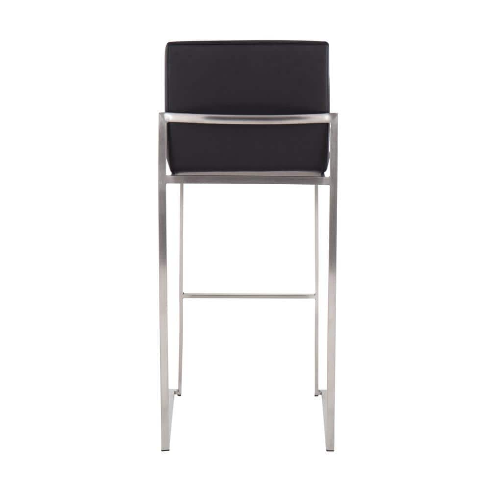 Adjustable Gold Steel and White Faux Leather Bar Stool