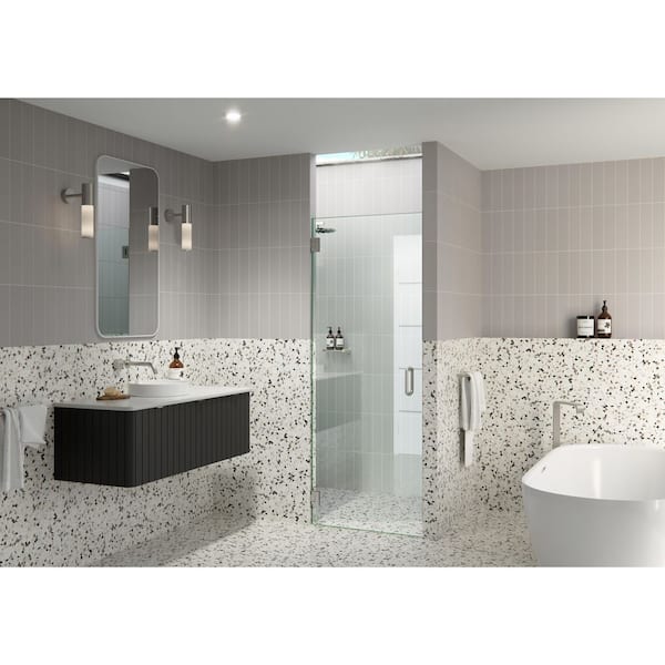 30 in. W x 78 in. H Pivot/Hinged Frameless Shower Door in Brushed Nickel - Door Only - Width Adj 30.375 - 30.775