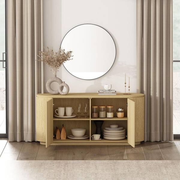 Manhattan Comfort Olivia Modern Natural Oak MDF 60 in. Sideboard