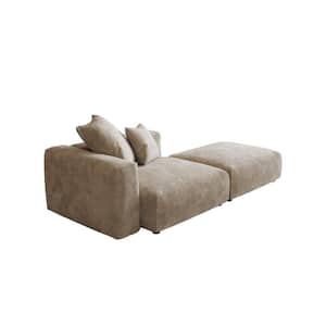 Brown Corduroy Velvet Modular Free Combination Arm Chair Sofa with Ottoman