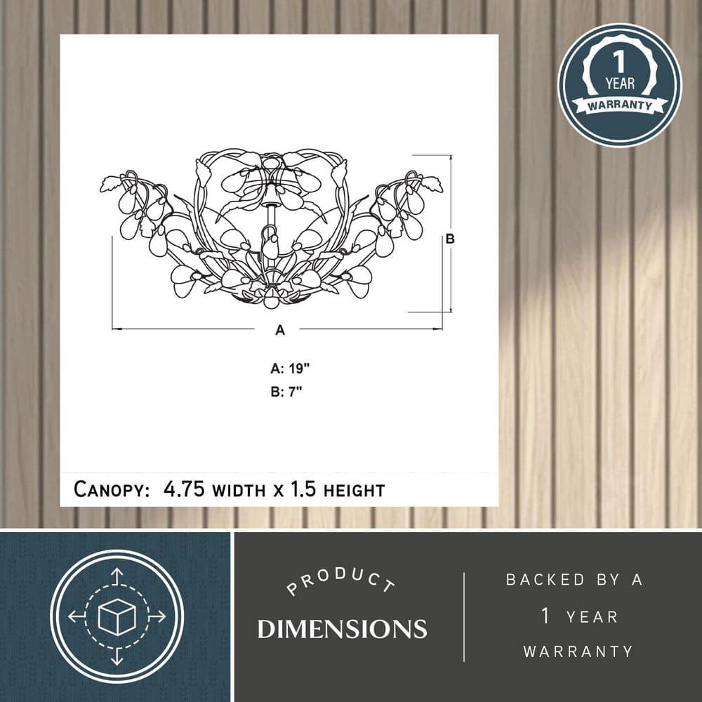 Elysian Bronze & Crystal Vine 19" Semi-Flush Ceiling Light