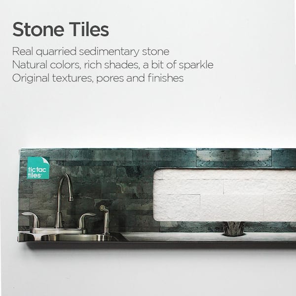 4-sheets White 24 in. x 6 in. Peel, Stick Self-Adhesive Decorative 3D Stone Tile Backsplash (3.87 sq.ft. / pack)