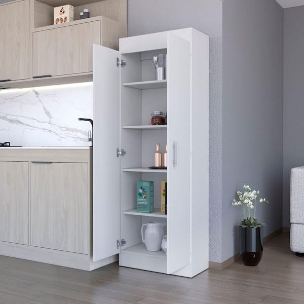 Tahanbath White 5-Shelf Storage Pantry Cabinet Z-T2398P286350