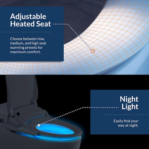 KE KING Connie Ultra-thin Electric Bidet Toilet Seat, Elongated Heated  Bidet Seat with Adjustable Warm Water and Air Dryer, Self-Cleaning Nozzle,  LED