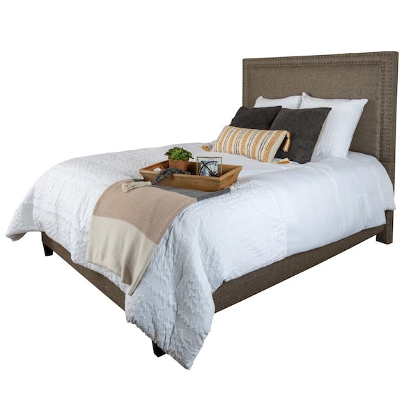 Leffler Home Brookside Queen Upholstered Bed with Side Rails and Footboard in Rockaway Drift