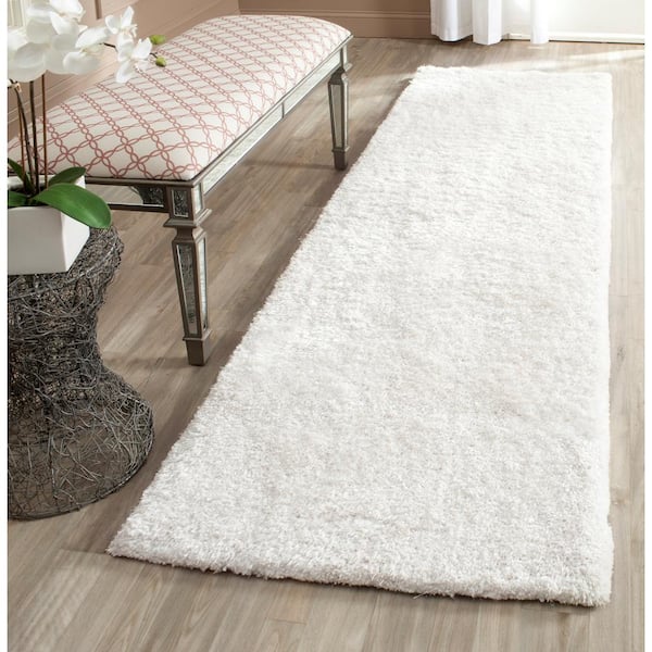 South Beach Shag Snow White 2 ft. x 8 ft. Solid Runner Rug