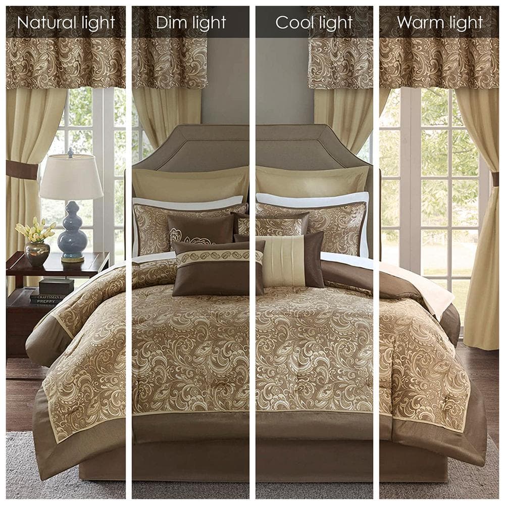 Brown and Gold Paisley Queen Bed in a Bag Set