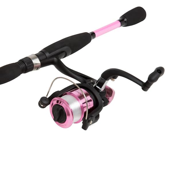 78 in. Pole Pink Fiberglass Rod and Reel Combo Medium Action, Size 30 Spinning Reel for Lake Fishing (2-Piece)
