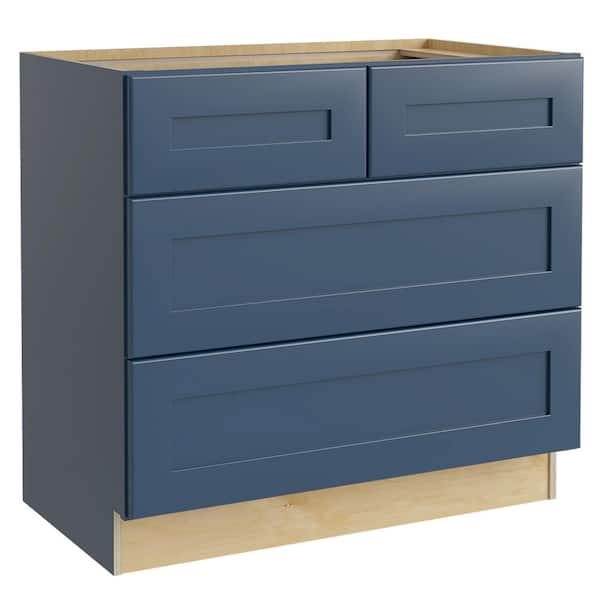 Home Decorators Collection Newport 36 in. W x 24 in. D x 34.5 in. H Assembled Plywood Cooktop Base Kitchen Cabinet in Mythic Blue with Soft Close