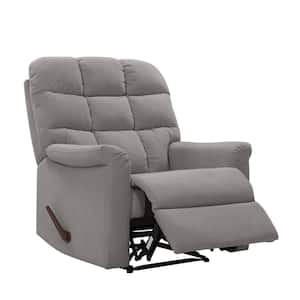 Smoke Gray Fabric Wall Hugger Recliner with Tufted Cushions