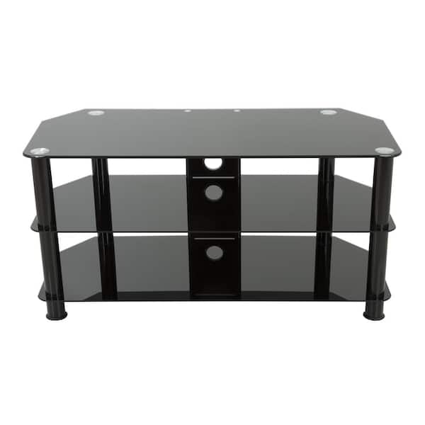 AVF 39 in. Black Glass TV Stand Fits TVs Up to 50 in. with Open Storage