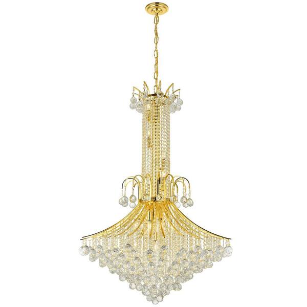 Worldwide Lighting Empire Collection 16-Light Polished Gold Crystal Chandelier