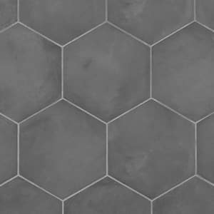 Dash Charcoal Black 8.5 in. x 9.84 in. Matte Hexagon Porcelain Floor and Wall Tile (12.66 sq. ft./Case)