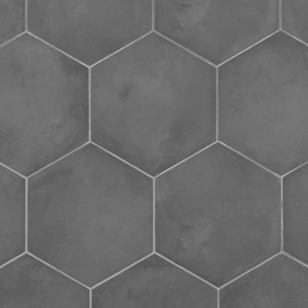 Ivy Hill Tile Dash Charcoal Black 8.5 in. x 9.84 in. Matte Hexagon Porcelain Floor and Wall Tile (12.66 sq. ft./Case)