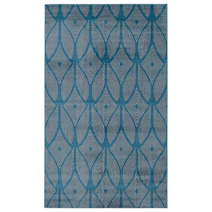 Kobe Henley Blue and Light Grey 4 ft. 3 in. x 7 ft. 3 in. Area rug