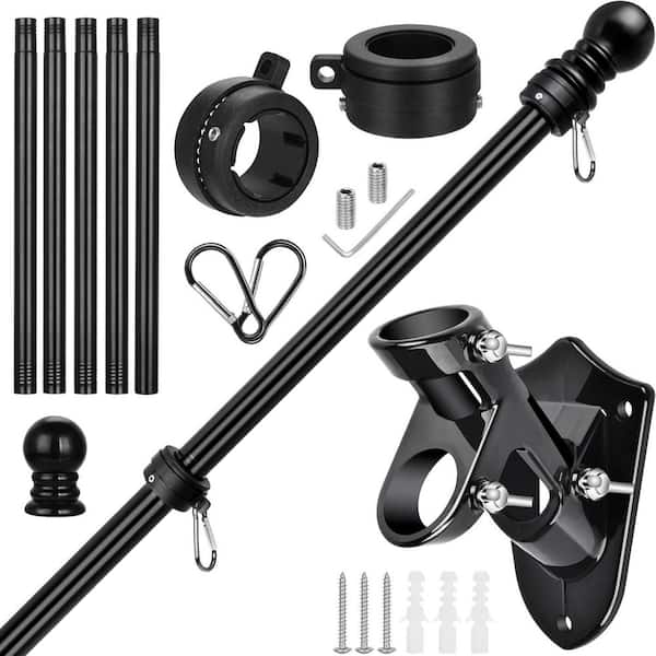 Outdoor Flag Pole Kit 6 FT Stainless Steel 1 in. Heavy Duty Metal Holder Tangle Free Design for Residential or Porch