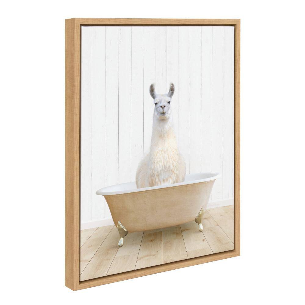 "Sylvie ""Llama Farmhouse Bath"" by Amy Peterson Art Studio Natural Framed Art Print 18 in. x 24 in." price history on PriceWatchPro