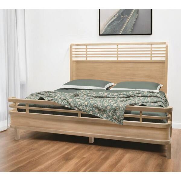 Brown Wood Frame King Panel Bed