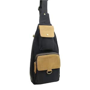 15 in. H Black Long Shape Slide Shoulder Chest Pack Backpack