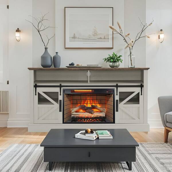 Mondawe 60 in. Freestanding Electric Fireplace TV Stand with Door