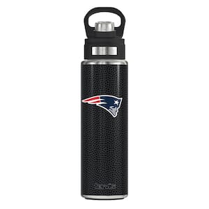 NFL NE PATS LOGO BK 24OZ Wide Mouth Water Bottle Powder Coated Stainless Steel Standard Lid