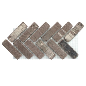 28 in. x 12.5 in. x 0.5 in. Brickwebb Herringbone Monument Thin Brick Sheets (Box of 5-Sheets)
