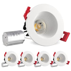 2 in. Canless with J-Box Bright White Dimmable Damp Rated Remodel IC Rated Integrated LED Recessed Light Kit (4-Pack)