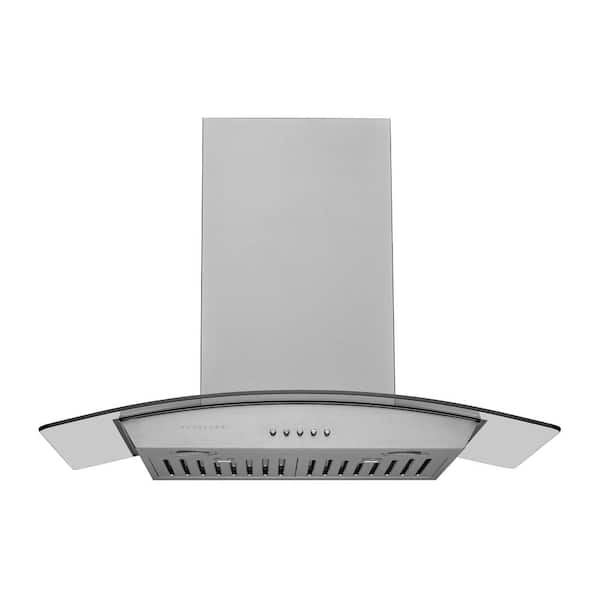 HAUSLANE 30 in. Convertible Wall Mount Range Hood with Tempered Glass Changeable LED Baffle Filters in Stainless Steel