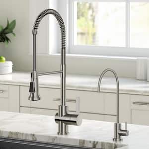 Britt Commercial Style Kitchen Faucet and Purita Water Filter Faucet Combo in Spot Free Stainless Steel