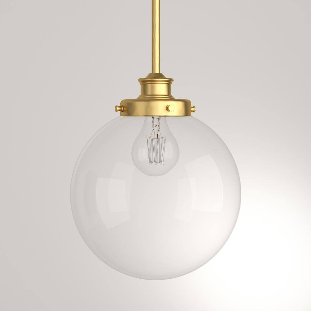 Penn Natural Brass Pendant with Clear Glass Globe