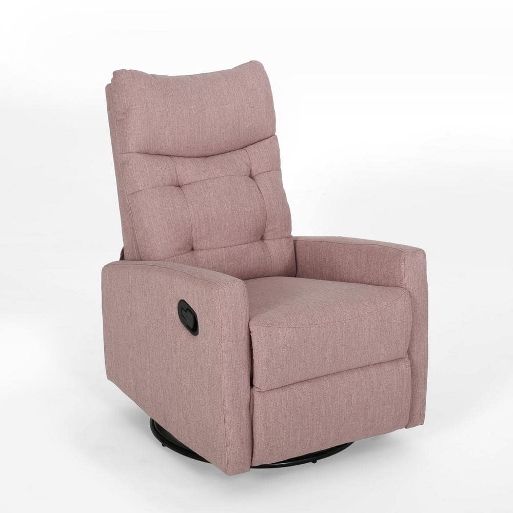 Handcrafted Light Pink Fabric Swivel Glider Recliner