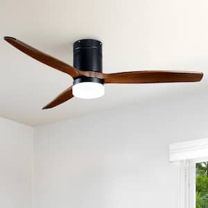 52 in. Indoor Black Low Profile Standard Ceiling Fan with Integrated LED