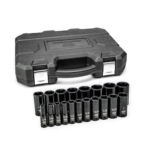 1/2 in. Drive 6-Point SAE Deep Impact Socket Set (19-Piece)