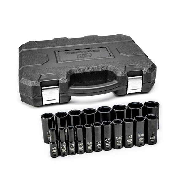 GEARWRENCH 1/2 in. Drive 6-Point SAE Deep Impact Socket Set (19-Piece)