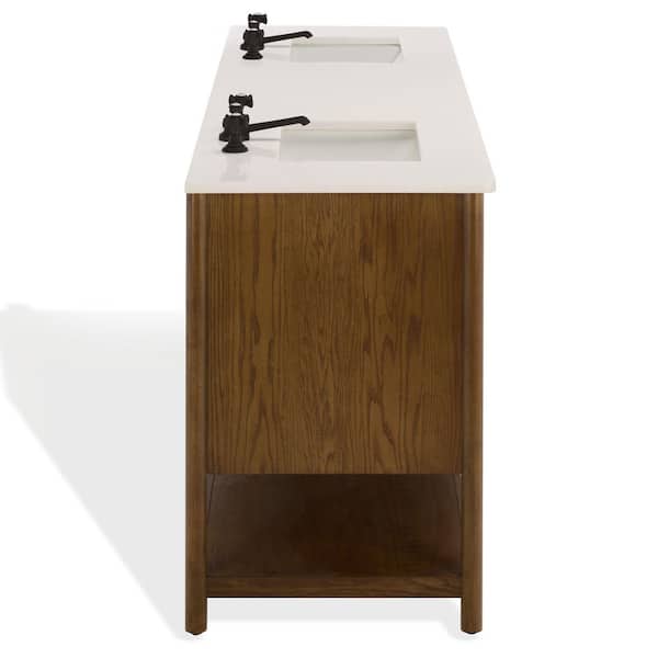 Jaylessa 72" Double Sink Medium Oak Bath Vanity with White Marble Top