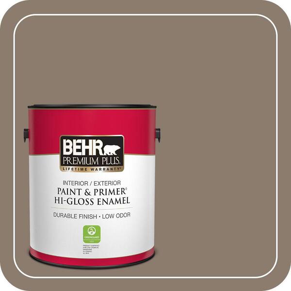BEHR PREMIUM PLUS 1 gal. #T18-07 Road Less Travelled Hi-Gloss Enamel Interior/Exterior Paint & Primer