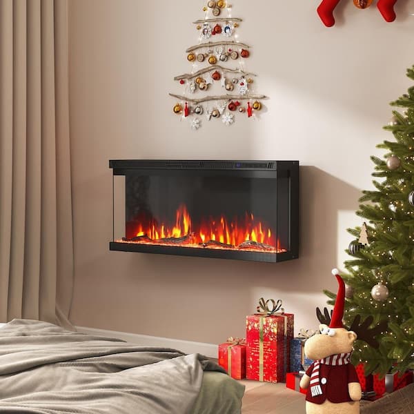 SKONYON 36/40/50 Inch Wide 3-Sided Electric Fireplace Insert with